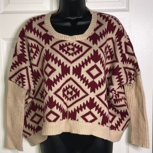 Tan & Burgundy Sweater